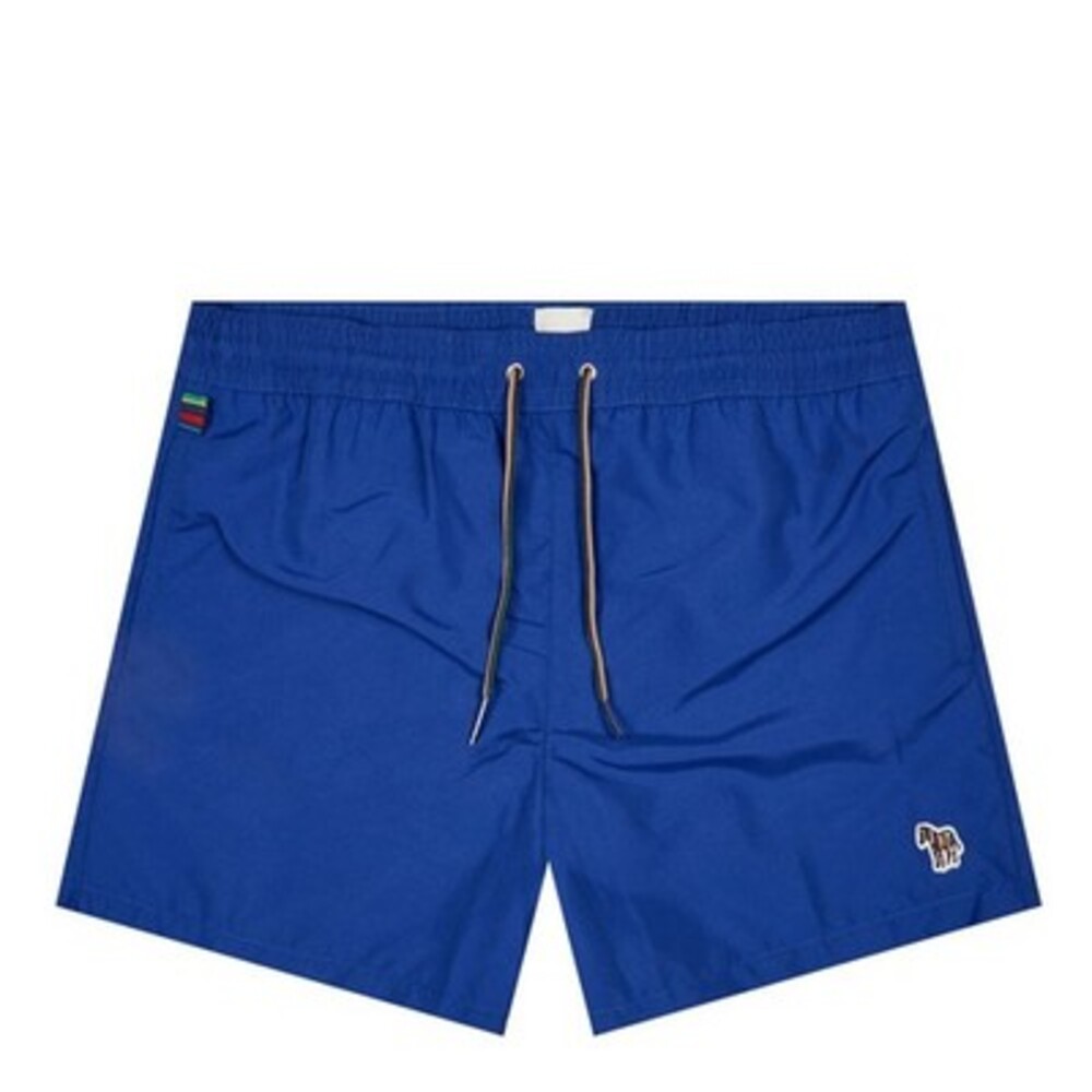 PS Paul Smith PS Zebra Swim Trunks Men's L Cobalt Blue Elastic Waist Drawstring